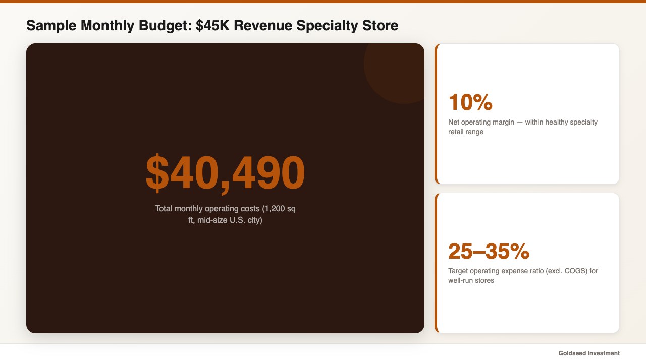 Sample Monthly Budget: $45K Revenue Specialty Store