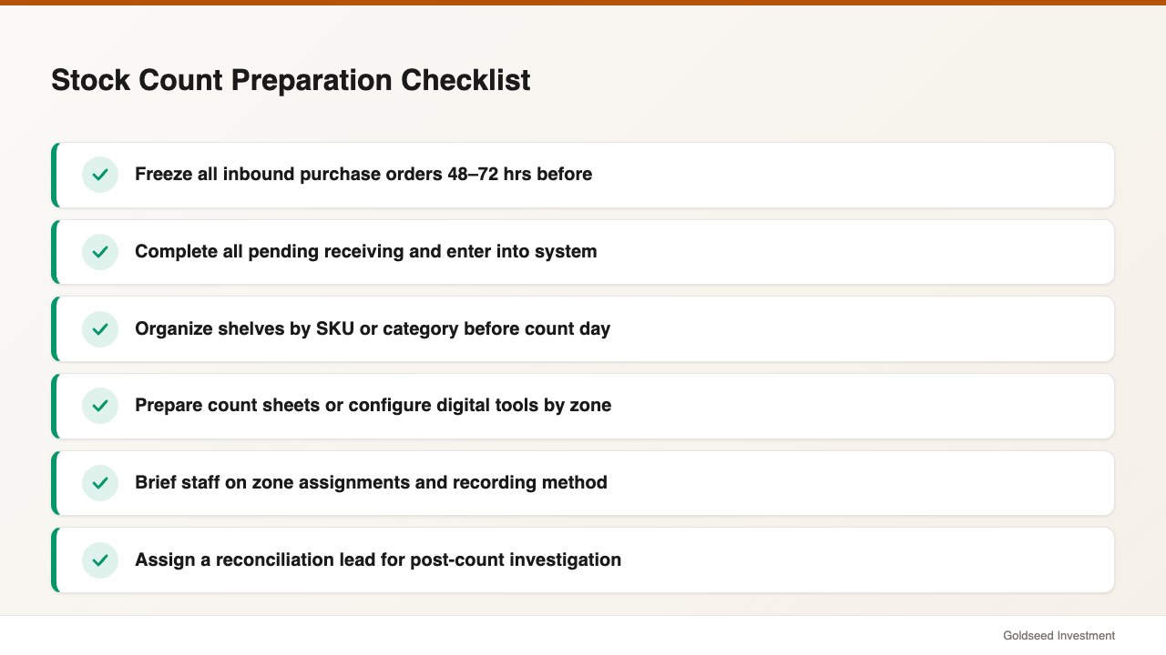 Stock Count Preparation Checklist