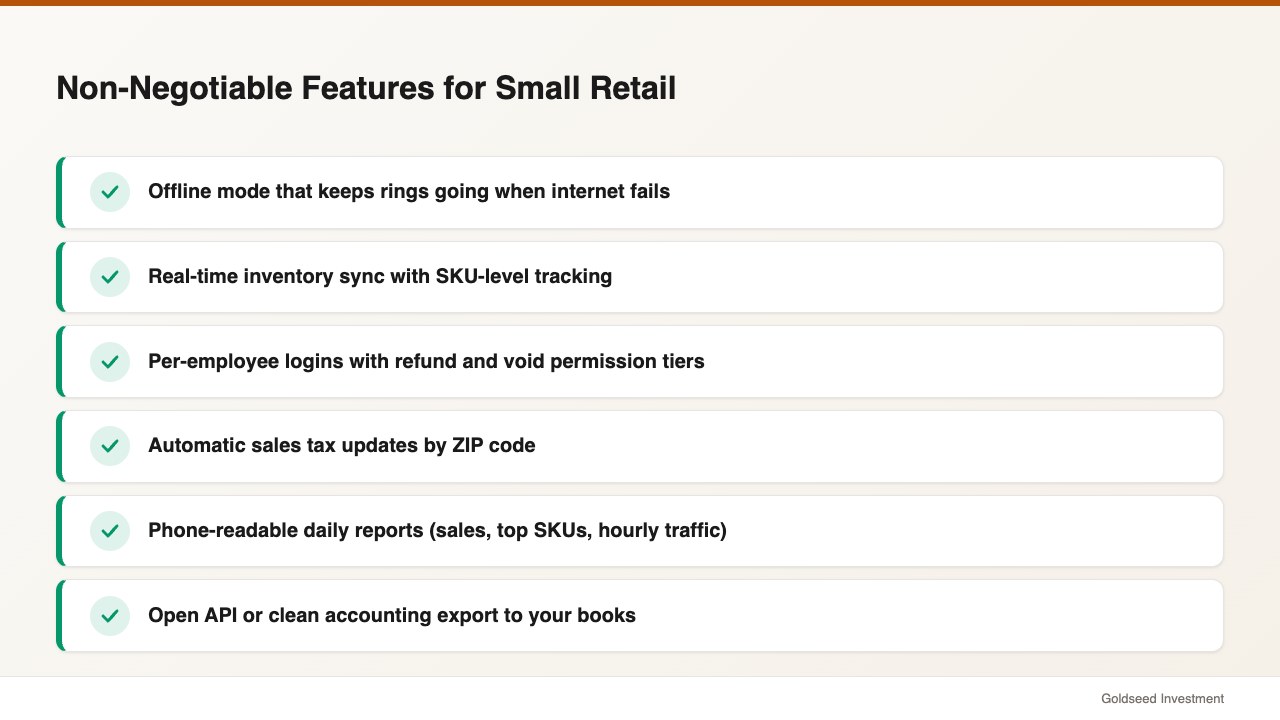 Non-Negotiable Features for Small Retail