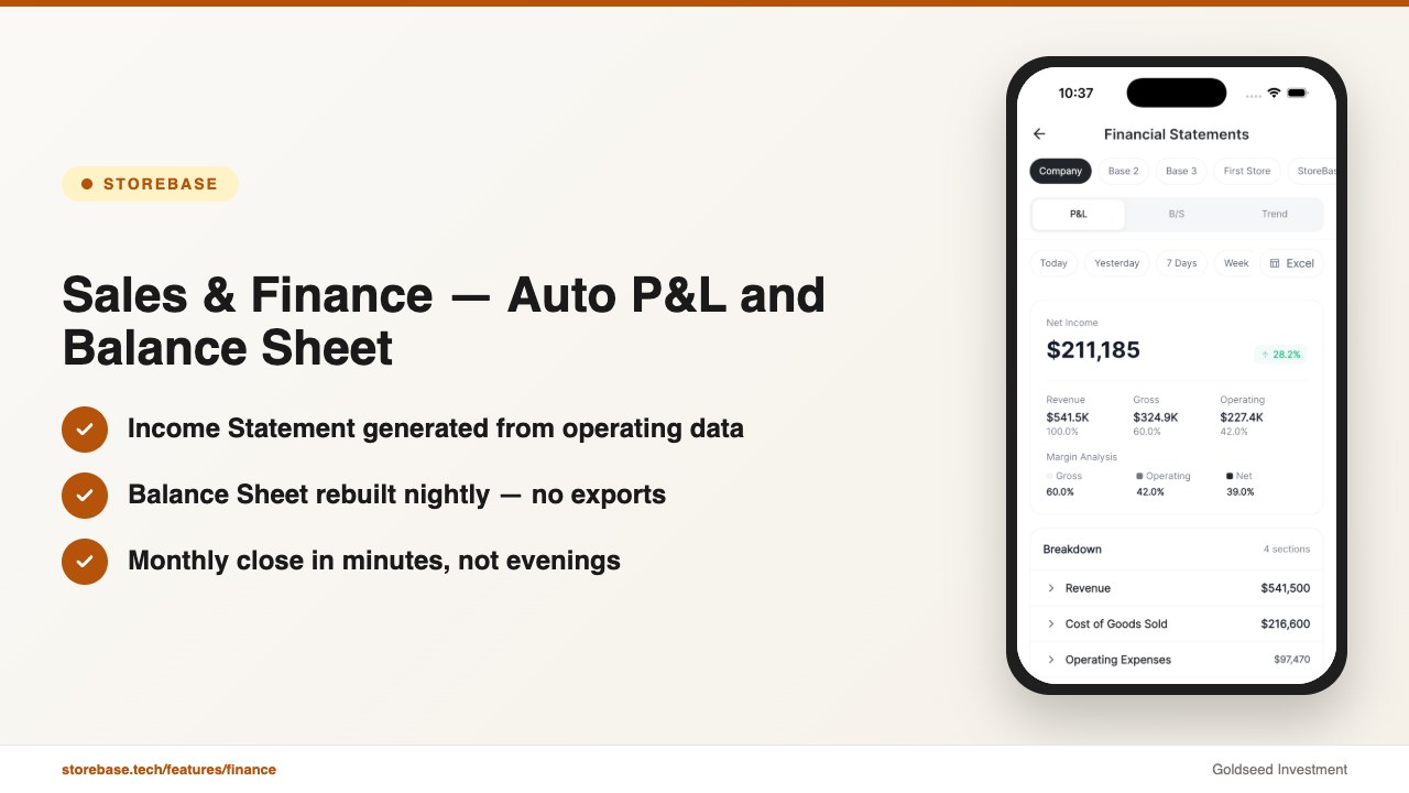 Sales & Finance — Auto P&L and Balance Sheet