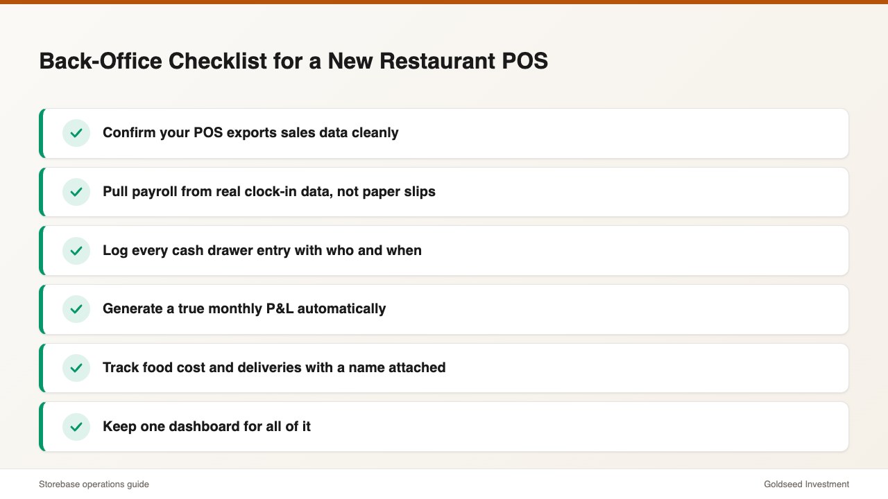 Back-Office Checklist for a New Restaurant POS